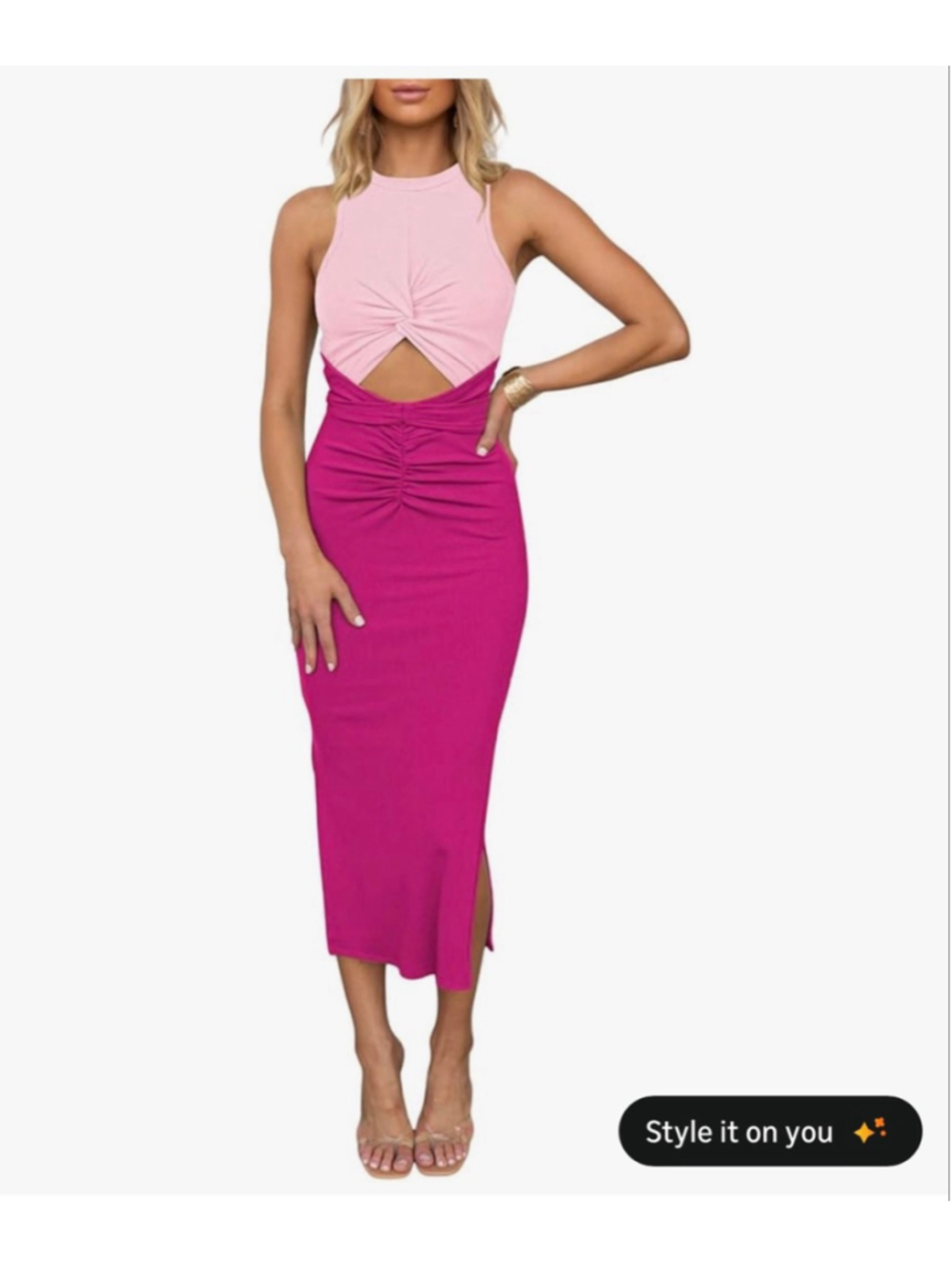 Women's Unbranded Pink Fuchsia Cutout Midi Dress S